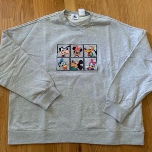 Disney Mickey Mouse and Friends Gray Embroidered Pullover Sweatshirt for Women